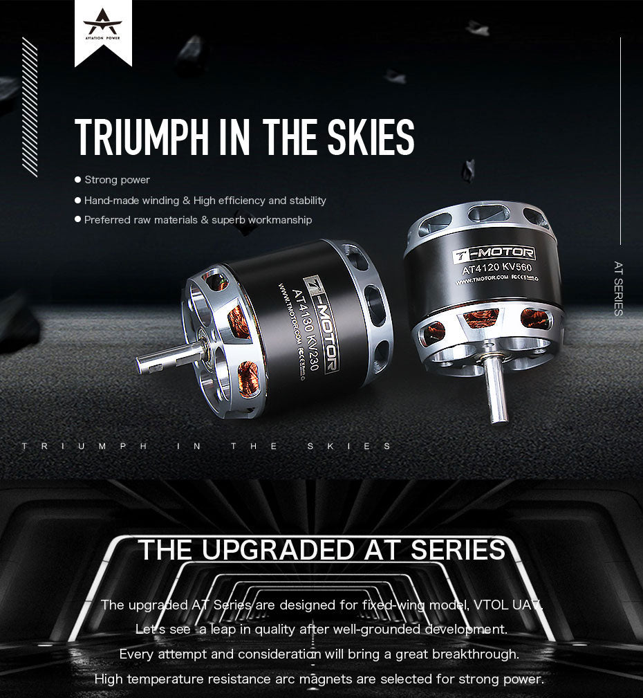 T-MOTOR AT4120 Brushless Motor Long Shaft 250KV 500KV 560KV For RC Airplane