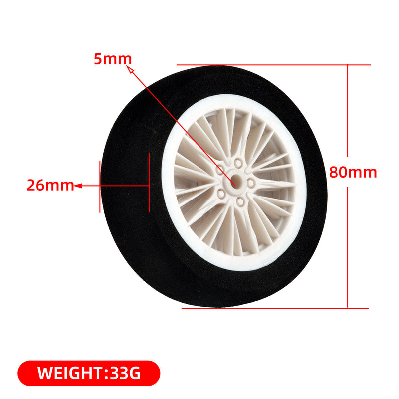 1 Pair Sponge Wheel Plastic Tires Hub 55mm 65mm 80mm 100mm 115mm 130mm for RC Model Airplane