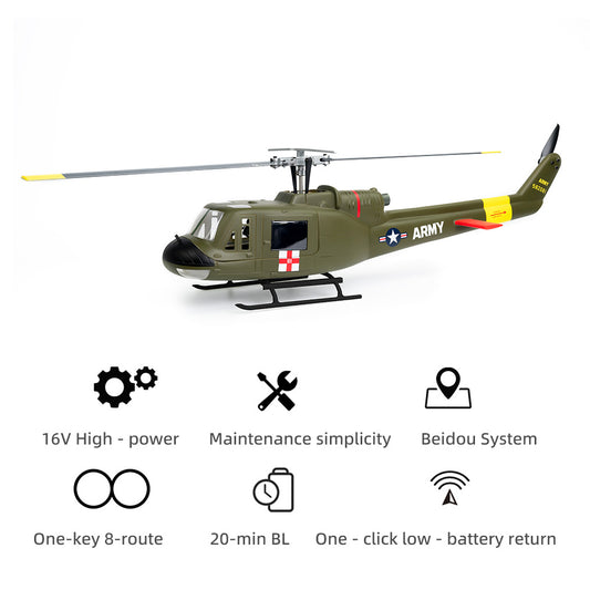FLYWING UH-1 V4 2-Blades Helicopter M10N GPS Hovering Module 10 Channel Transmitter RTF Version
