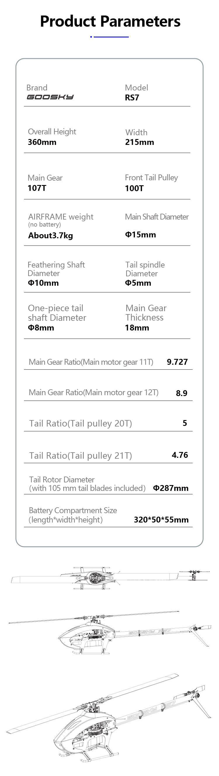 RC Helicopter GOOSKY RS7 (Kit Version, Blades Not Included) – The New Benchmark in 700-Class 3D Helicopters
