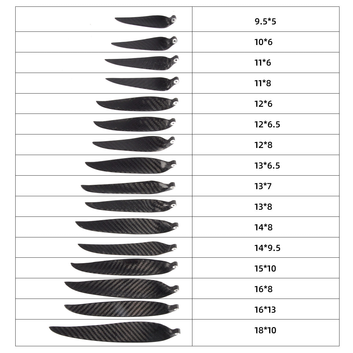 ZYHOBBY 9.5~18inch Twill Carbon Fiber Propeller Foldable Propeller for RC Airplane Multiple propeller sizes available