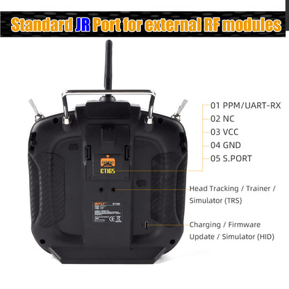 Flysky ET16S 2.4GHz RC Transmitter CNC Metal Hall Sensor Gimbal 15W Fast Charging
