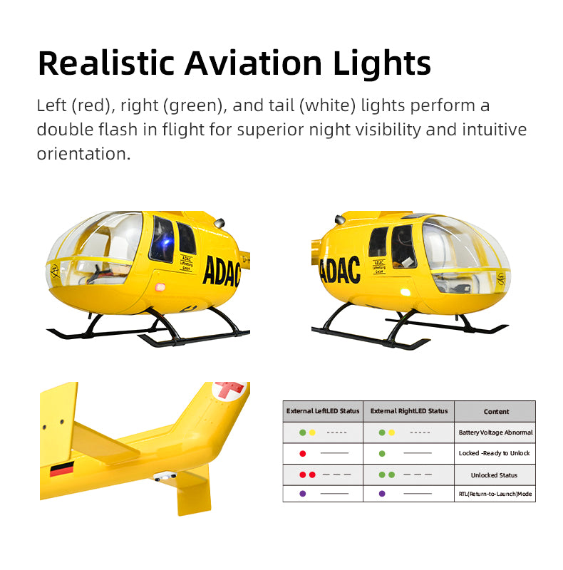 Flywing RTF BO105 470 V3 ADAC 10CH RC Helicopter With ACE Flight Control