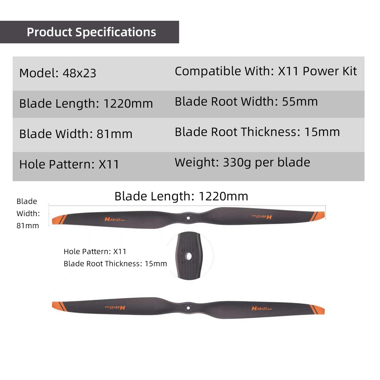 48x23in Large Propellers Carbon Fiber Propellers CW+CCW for HW X11 Power Motor For RC Aircraft