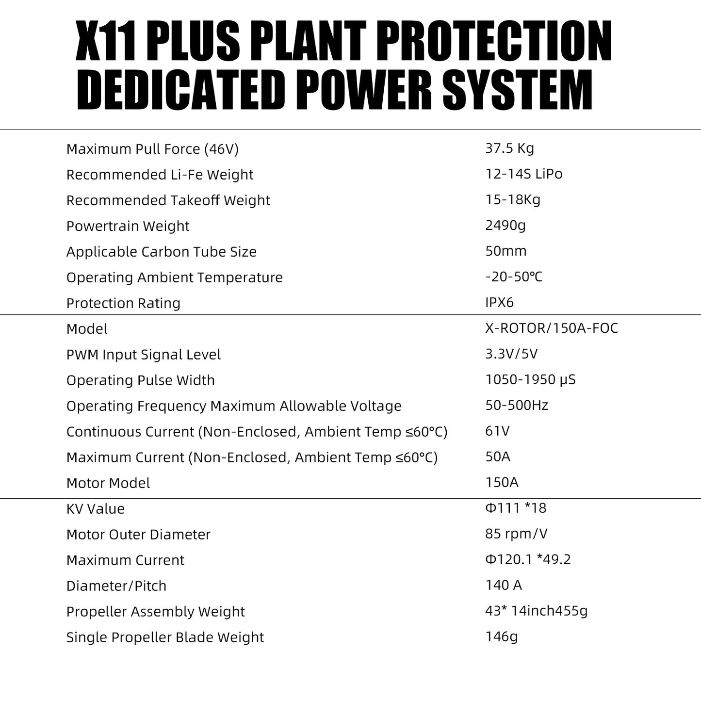 4PCS X11 Plus Power System 37KG Thrust 85KV Motor+ESC+Prop For Agriculture Drone