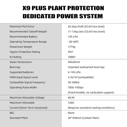 4PCS X9 Plus Power System 27KG Thrust 100KV Motor+ESC+Prop For Agricu ...