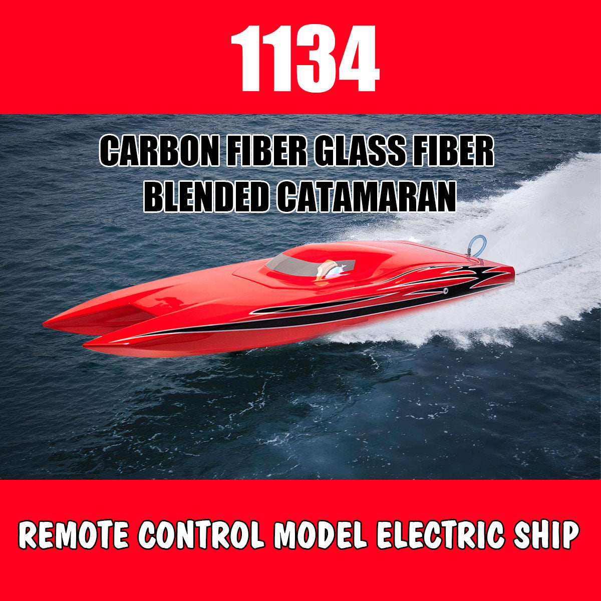 TFL1134 Fighter Cat Fiberglass Carbon fiber RC Electric Boat With Dual Motors Red /Black /White