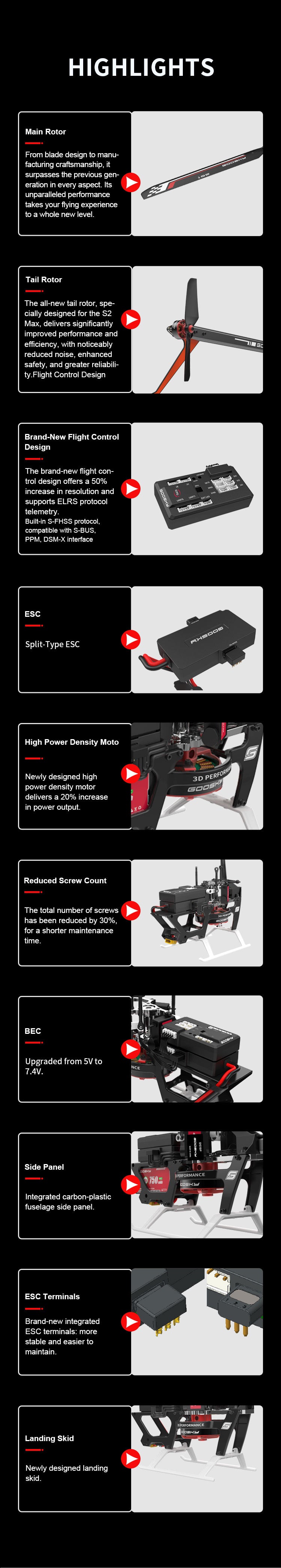 Goosky S2 MAX Dual Brushless Direct Drive High Performance Aerobatic Helicopter RTF