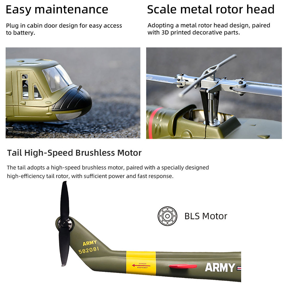 FLYWING UH-1 V4 2-Blades Helicopter M10N GPS Hovering Module 10 Channel Transmitter RTF Version