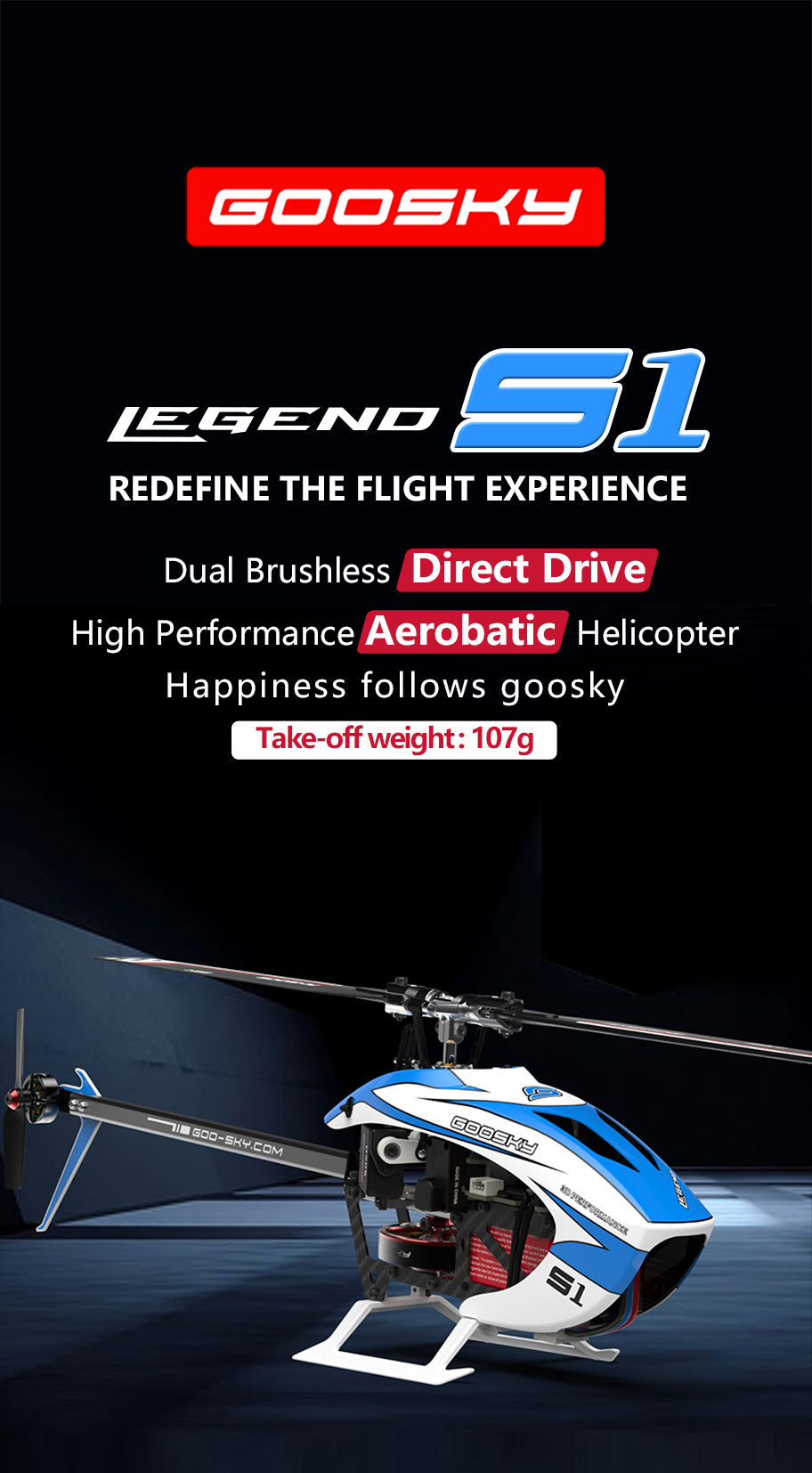 RC Helicopter goosky S1 Dual Brushless Direct Drive 3D with Carbon Fiber Frame GPS Flight Control System RTF