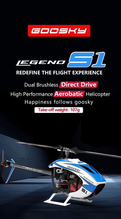 RC Helicopter goosky S1 Dual Brushless Direct Drive 3D with Carbon Fiber Frame GPS Flight Control System RTF