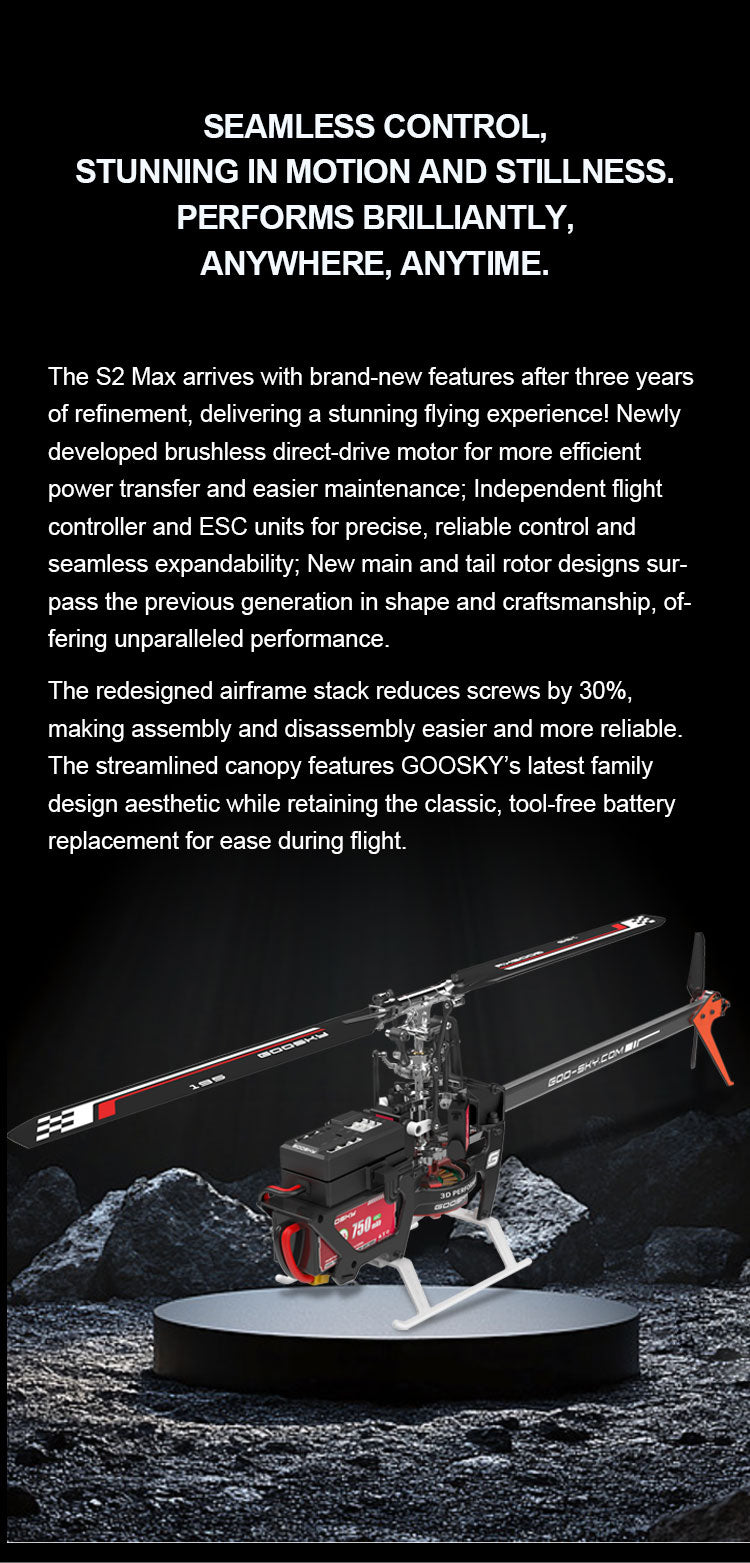 Goosky S2 MAX Dual Brushless Direct Drive High Performance Aerobatic Helicopter RTF