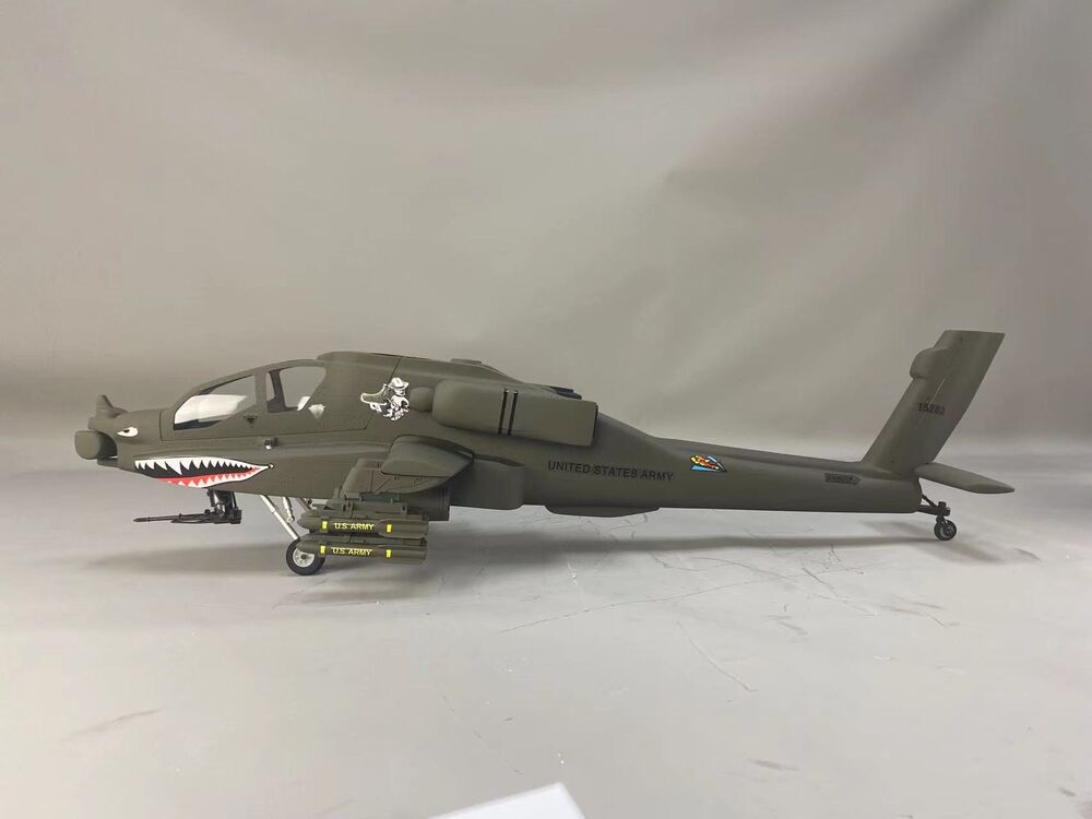 500 Military Drab AH-64 RC Helicopter Fuselage 500 Size Green Painting Apache