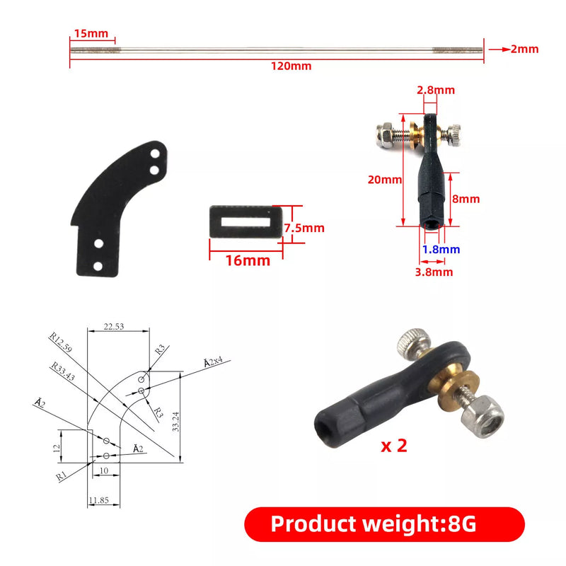 Remote Control Spare Parts Tie Rod Series for Rudder Angle Piece, Pushrod, Ball Head Models