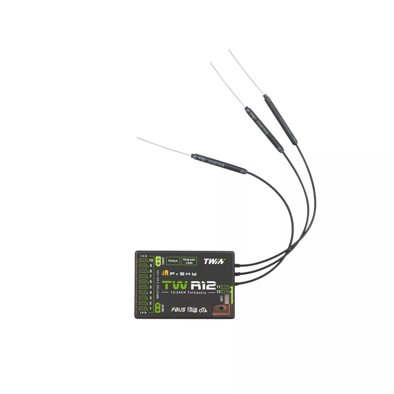 FrSky DUAL 2.4GHz TW R12 Receiver with 3 x 2.4G Antennas for Radiocommunications