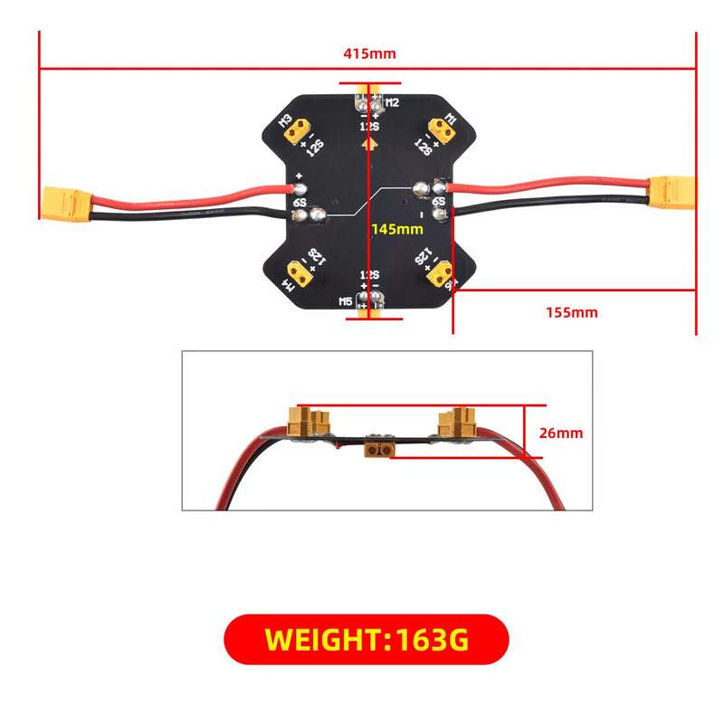 Quadcopter Agricultural Drone PCB plate with XT60 plug Distribution board