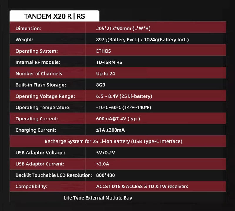 FrSky Tandem X20R Transmitter Remote Control Up to 24 Channels For RC Model