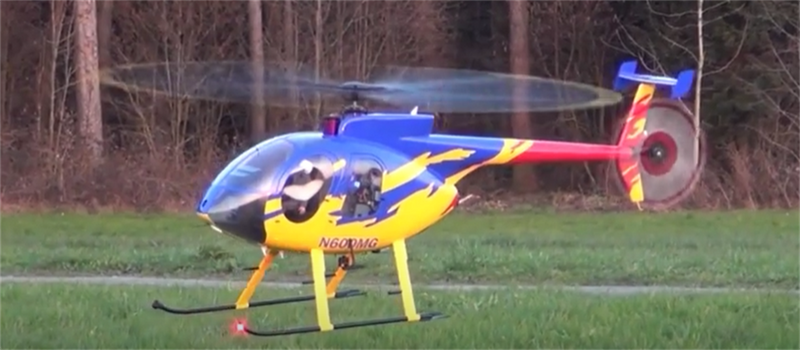 Blue Yellow Red Painting MD-500E 800 ARF YBR RC Helicopter Fuselage V2 Version