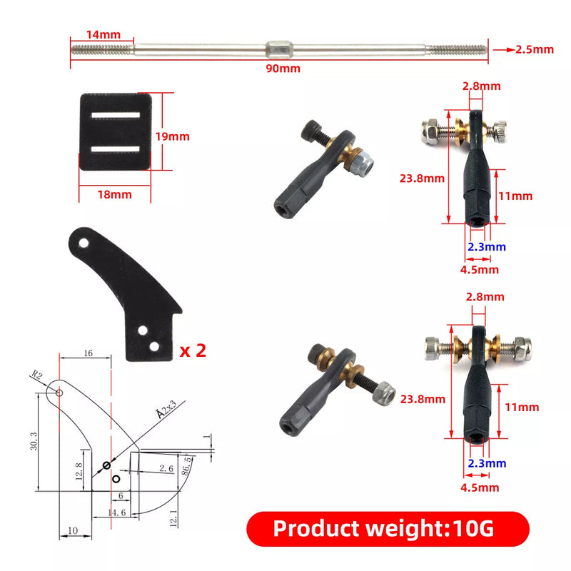 Remote Control Spare Parts Tie Rod Series for Rudder Angle Piece, Pushrod, Ball Head Models