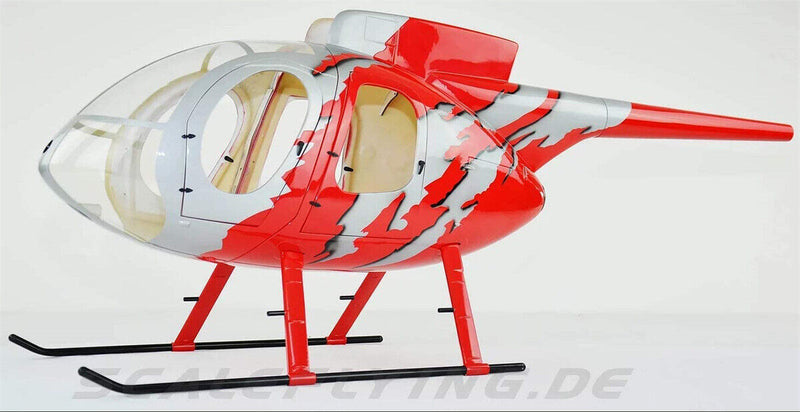 GJIVE 600 MD500E ARF RC Helicopter Fuselage Red with Magnetic Cabin Lock System