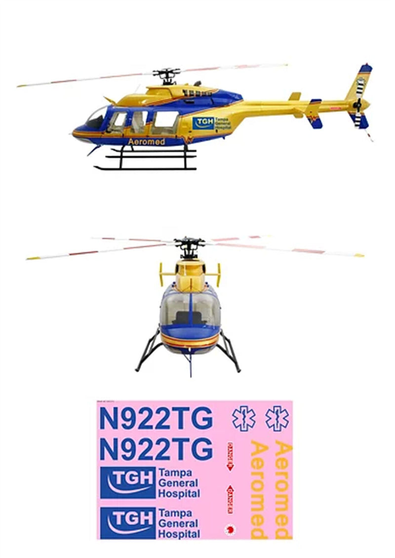 700 Size Aeromed B 407 ARF RC Helicopter Fuselage Gold Blue SM2.0 Kit Version