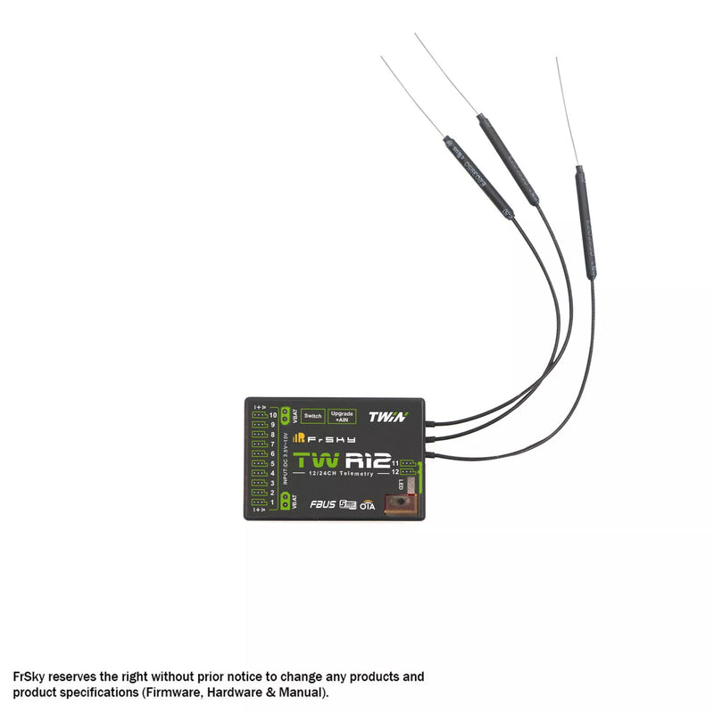 FrSky DUAL 2.4GHz TW R12 Receiver with 3 x 2.4G Antennas for Radiocommunications