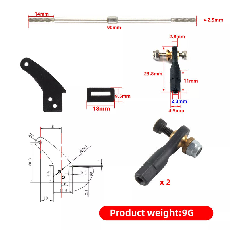 Remote Control Spare Parts Tie Rod Series for Rudder Angle Piece, Pushrod, Ball Head Models