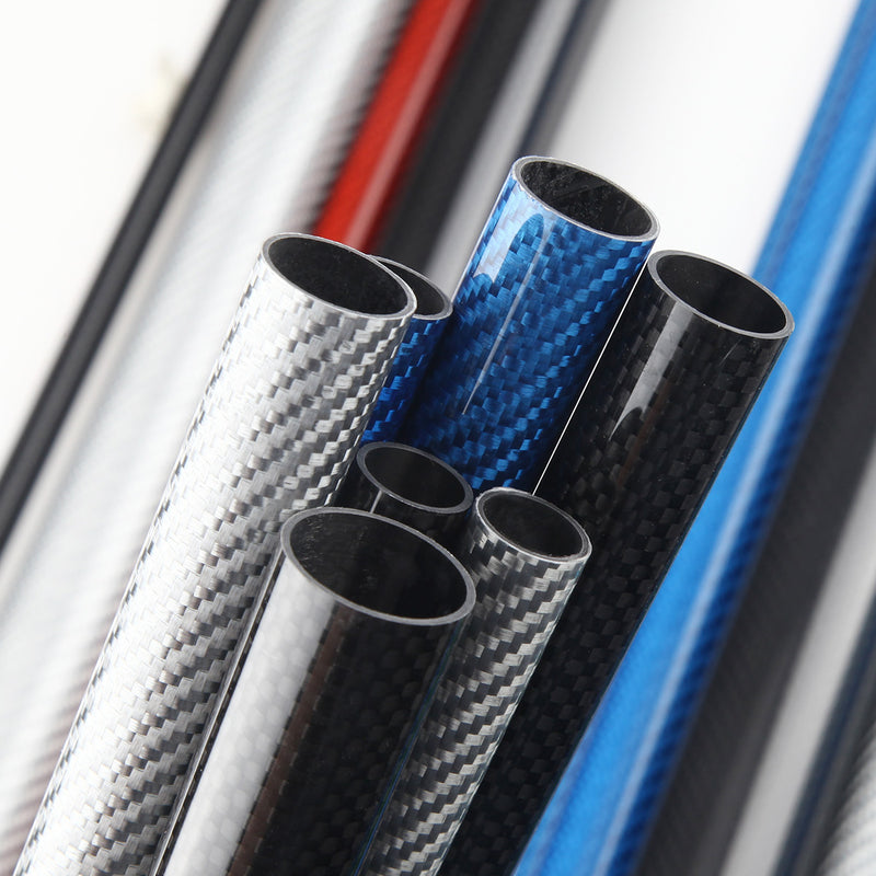 Colored 2pcs 28x30mm 500mm Length 3K Glossy Surface Carbon Fiber Tube