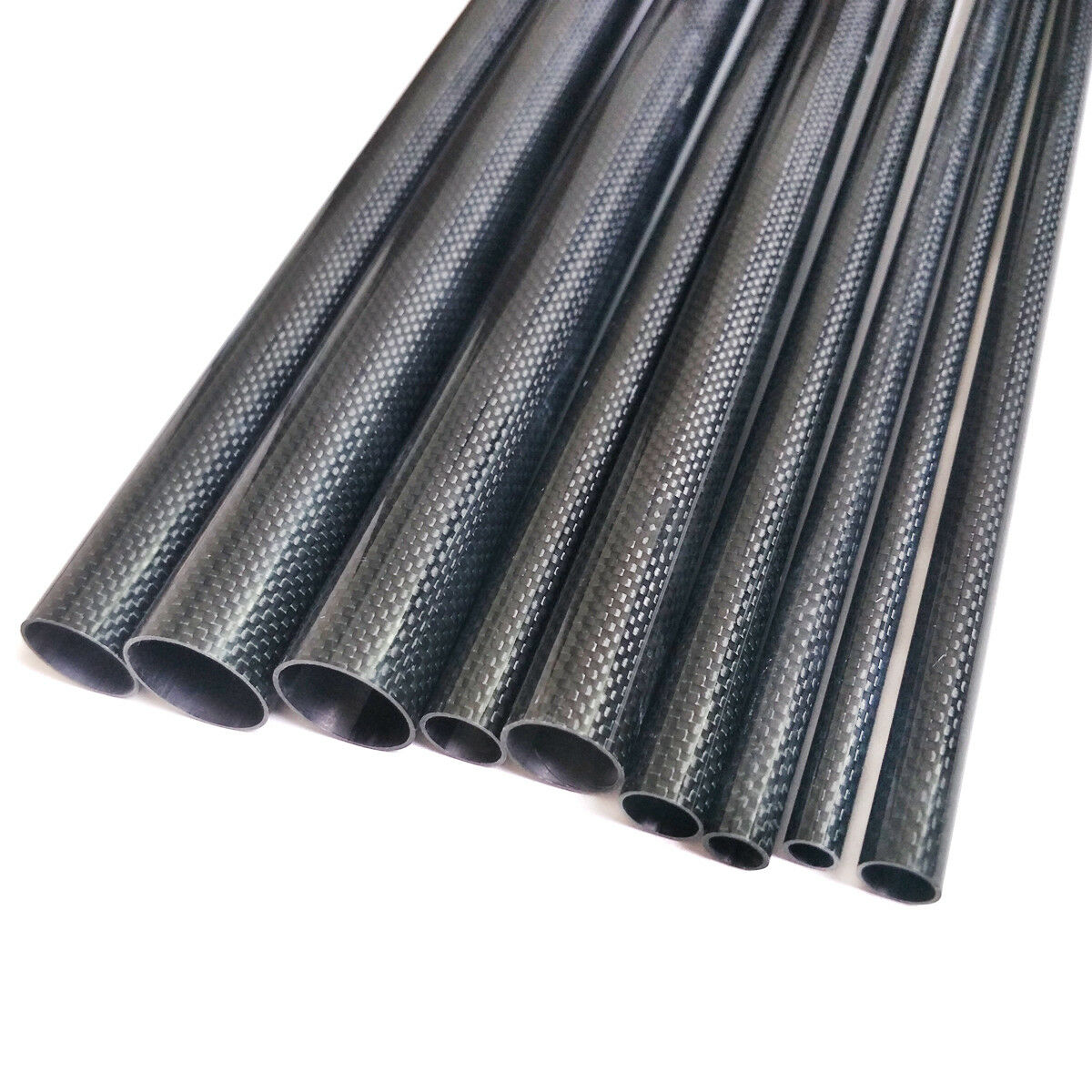 2pcs 3K Carbon Fiber Tube 14*16*500mm Glossy Surface Length 500mm Black