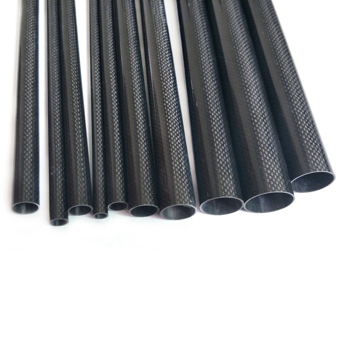 2pcs 3K Carbon Fiber Tube 14*16*500mm Glossy Surface Length 500mm Black