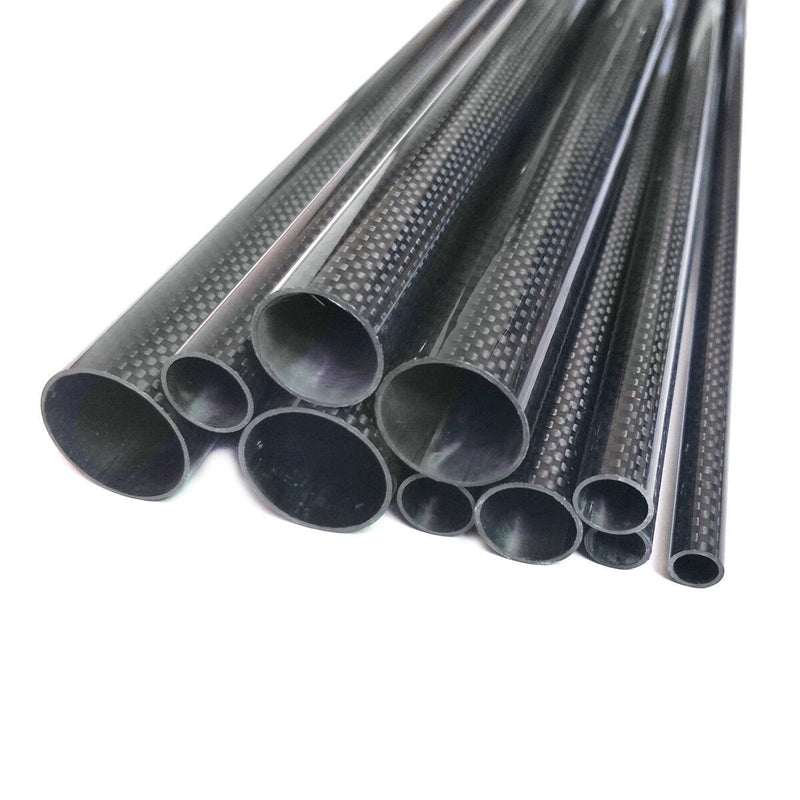 2pcs 3K Carbon Fiber Tube 12*14*500mm Glossy Surface Length 500mm Black