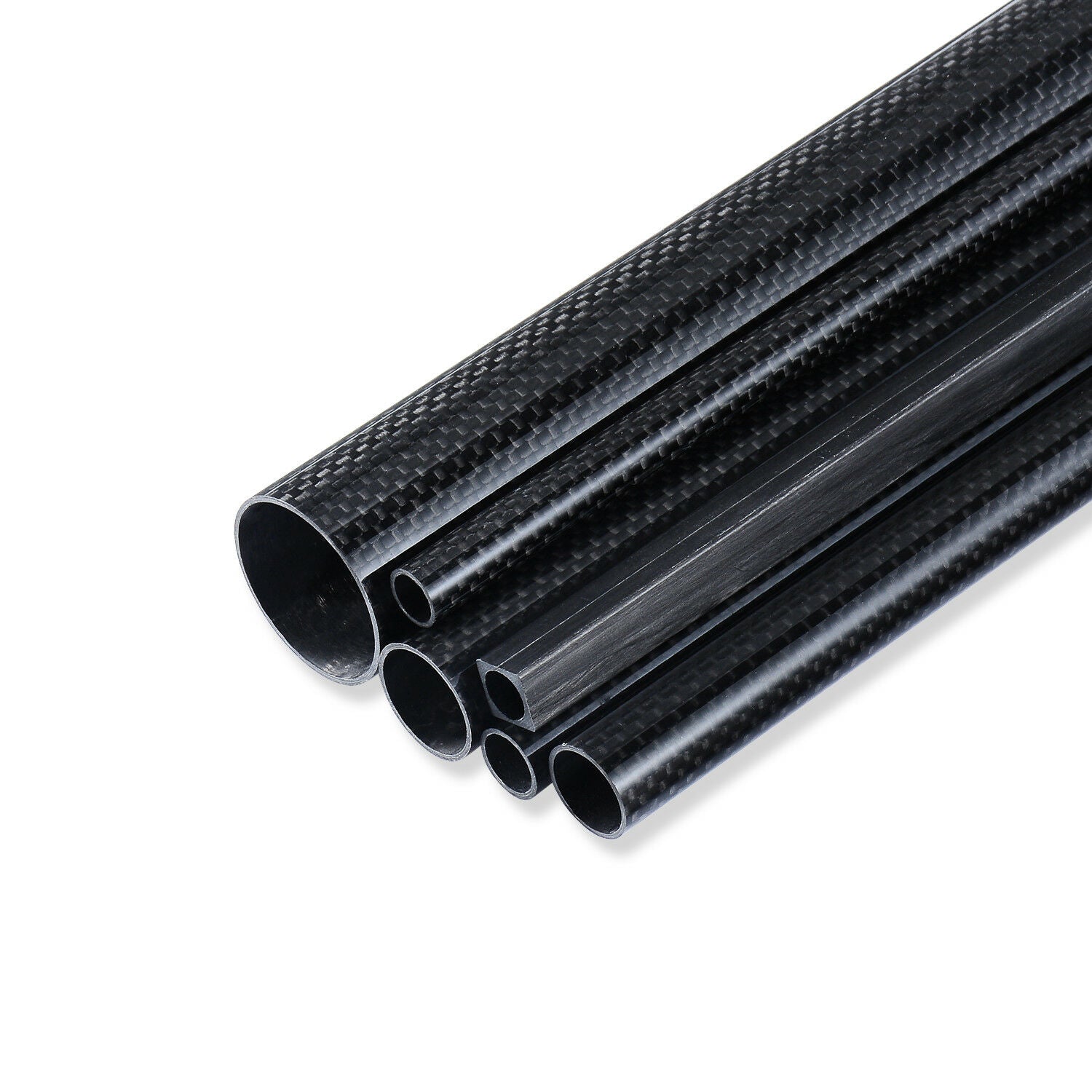 2pcs 3K Carbon Fiber Tube 14*16*500mm Glossy Surface Length 500mm Black