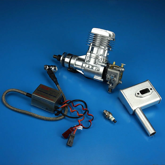 DLE 20CC Single Cylinder Two Stroke Side Exhaust Gas Engine w/ Igniton & Muffler