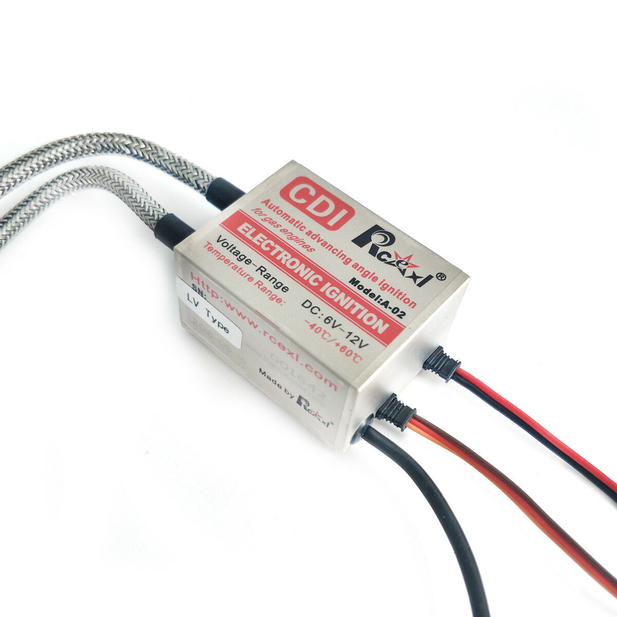 RCEXL LV Type Electric Twin Ignition CDI for ME8 1/4 -32 90Degree w/ Hall Sensor