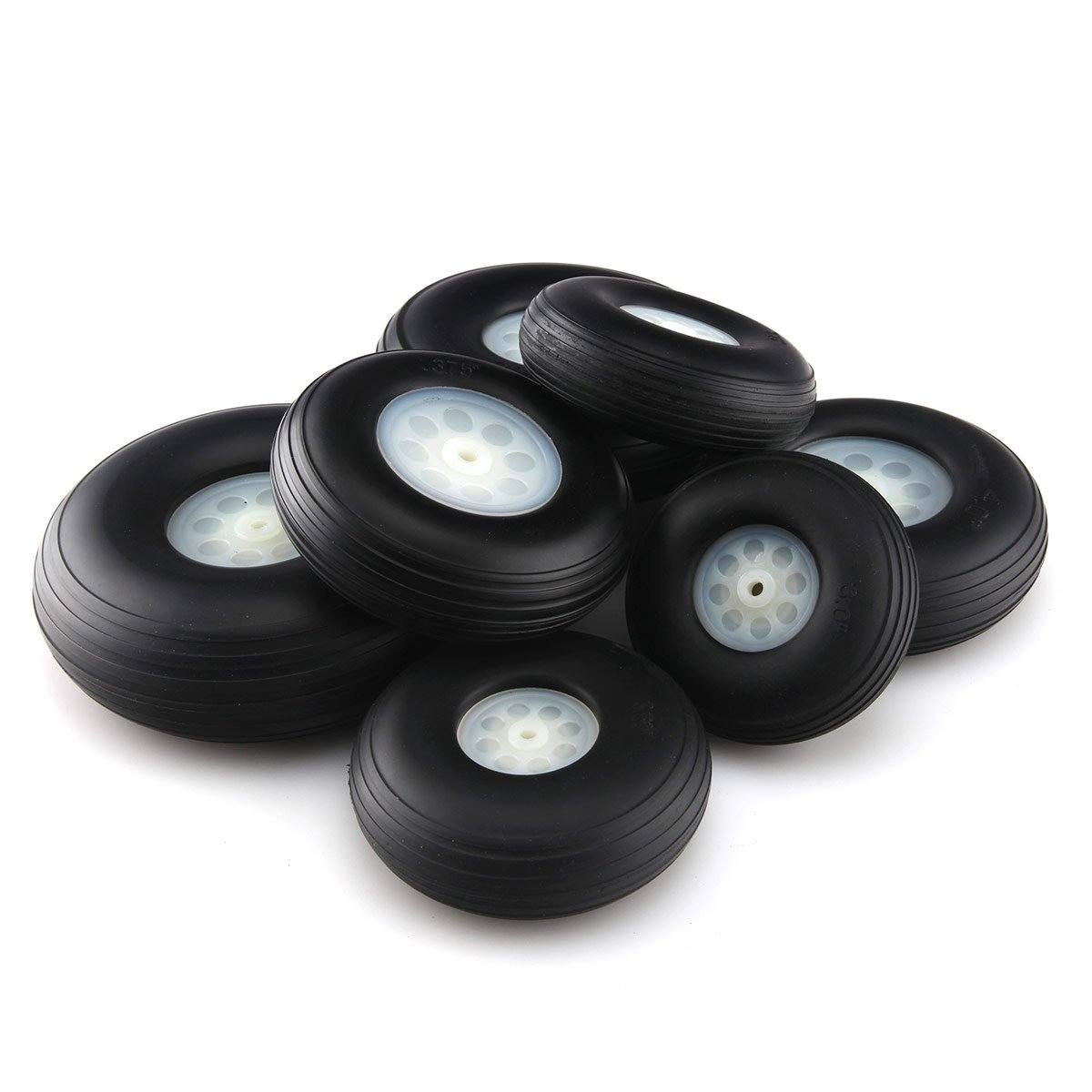 1 Pair PU Wheels Tires with Plastic Hub 1 inch to 7 inch  for RC Airplane Model