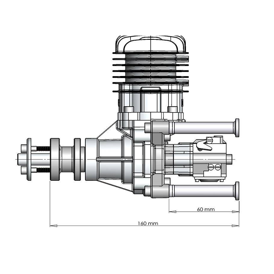 DLE 30CC Gasoline Engine Single Cylinder Two Stroke Side Exhaust w/ CDI &Muffler