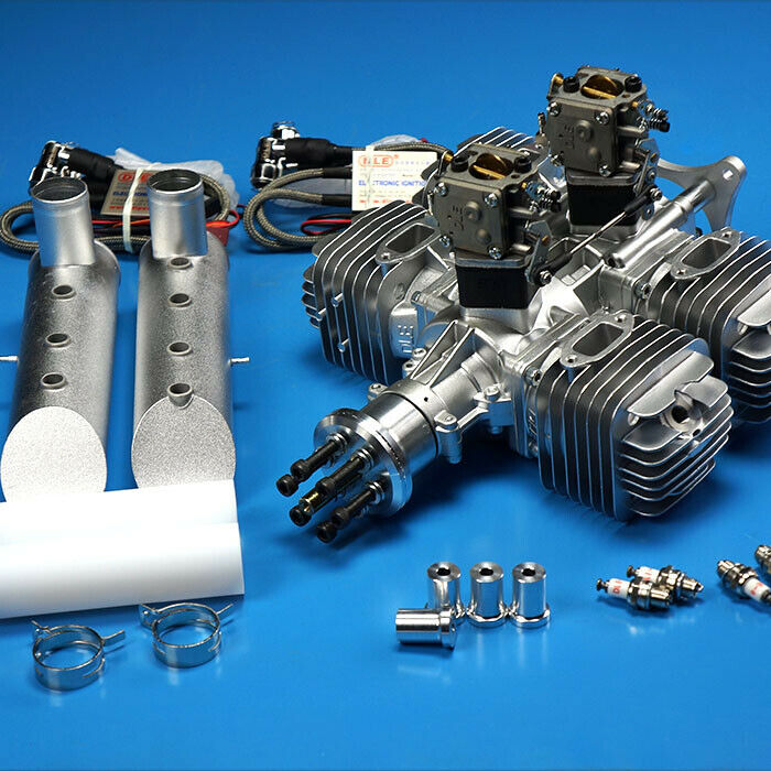 DLE 222CC Gas Engine Four Cylinder Two Stroke Side Exhaust with CDI & Muffler