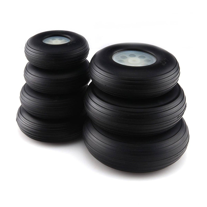 1 Pair PU Wheels Tires with Plastic Hub 1 inch to 7 inch  for RC Airplane Model