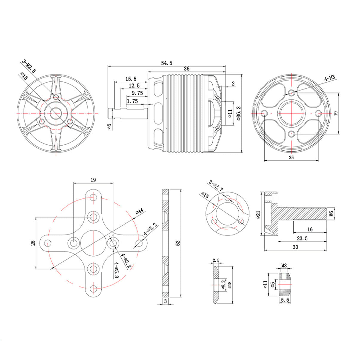 T-MOTOR AS2814 Long Shaft KV900 KV1050 KV1200 Brushless Motor For Long Range VTOL Fixed Wing UAV
