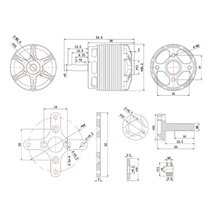 T-MOTOR AS2814 Long Shaft KV900 KV1050 KV1200 Brushless Motor For Long Range VTOL Fixed Wing UAV
