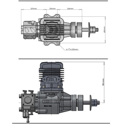 DLE 20CC Single Cylinder Two Stroke Side Exhaust Gas Engine w/ Igniton & Muffler