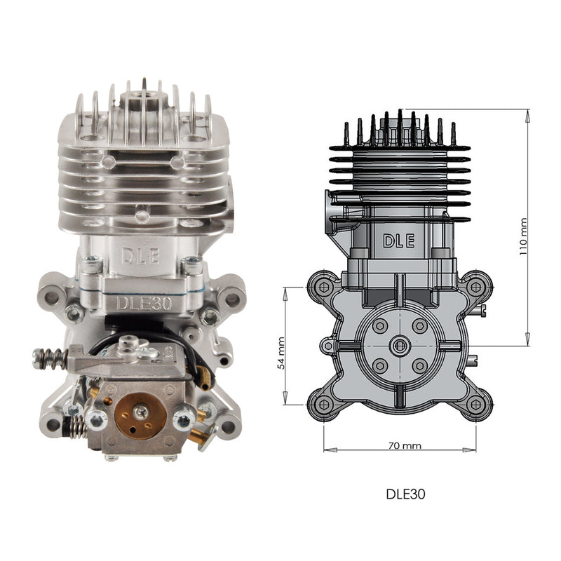 DLE 30CC Gasoline Engine Single Cylinder Two Stroke Side Exhaust w/ CDI &Muffler