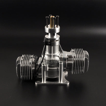 DLE 40CC Twin Cylinder Two Stroke Side Exhaust Gas Engine w/ Muffler&Ignition