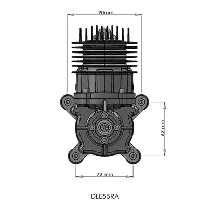 DLE55RA 55CC Two Stroke Rear Exhaust Gas Engine w/ Muffler&Ignition for RC Plane