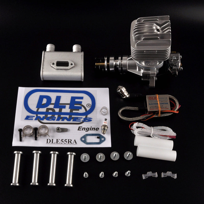 DLE55RA 55CC Two Stroke Rear Exhaust Gas Engine w/ Muffler&Ignition for RC Plane