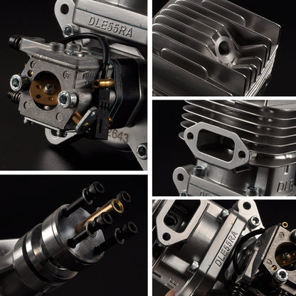 DLE55RA 55CC Two Stroke Rear Exhaust Gas Engine w/ Muffler&Ignition for RC Plane