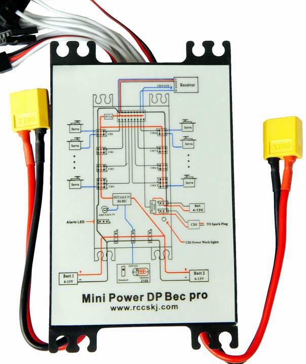 Power Mini DP Pro 9 Channels  Servo Section Board Power Box with BEC for Gas Plane