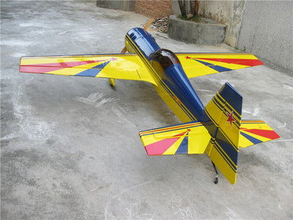 Wood RC Fixed Wing Gas Airplane 88.9in/2260mm SU-26 50cc 3D Aerobatic Wooden Flight Model Yellow ARF