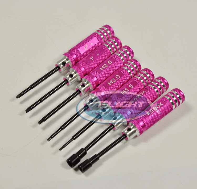 7PCS Set Steel Hex Screw Driver Tool For RC Helicopter Plane Transmitter Car