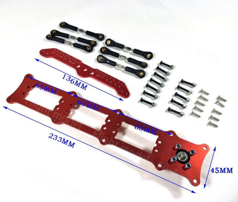 Aluminum Alloy Servo Rudders Mount Rudder Tray Set with 5inch Double Servo Arm